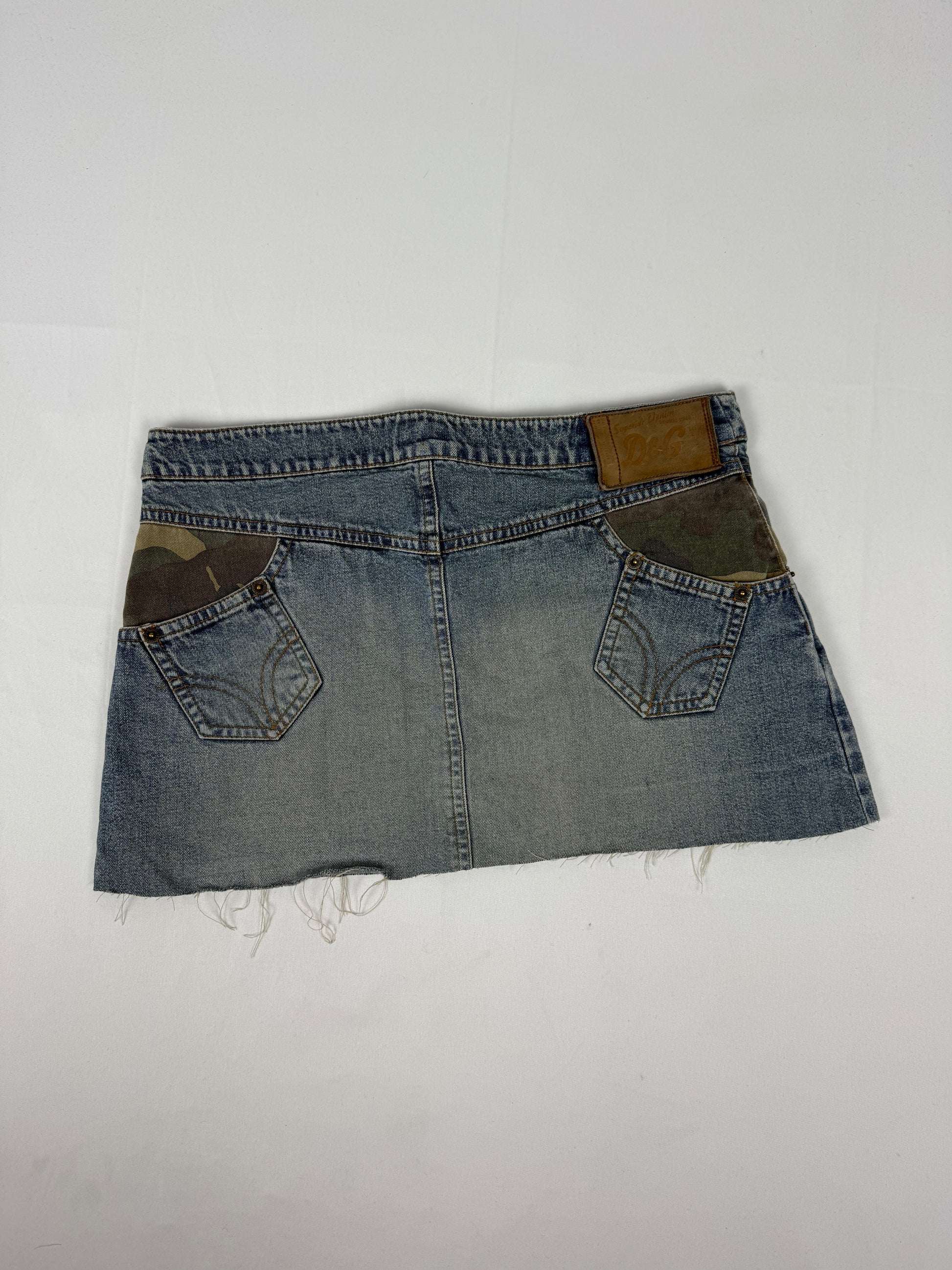 Blue denim low rise mini skirt (XS/S)