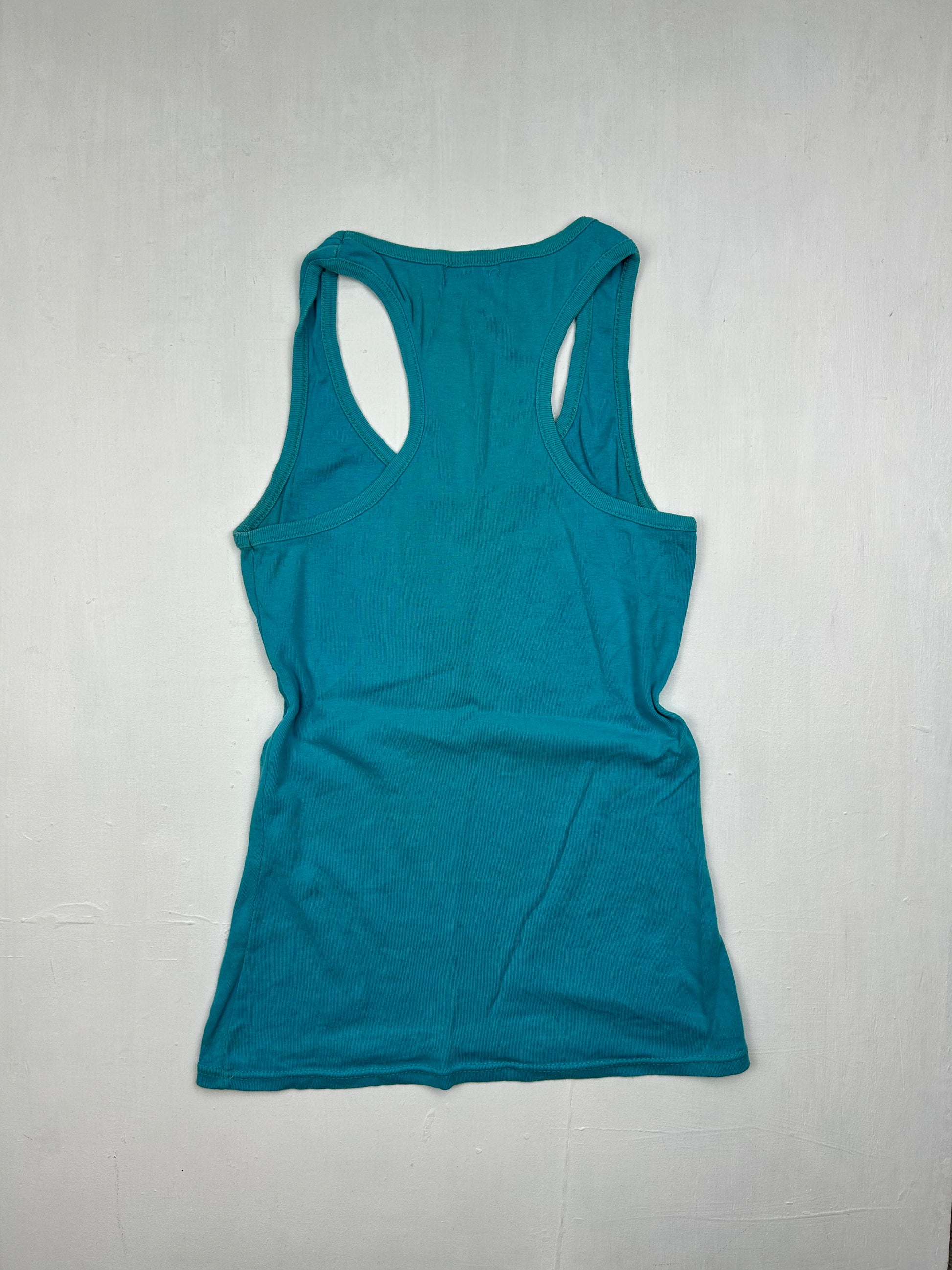 Blue cotton tight fit tank top (S)