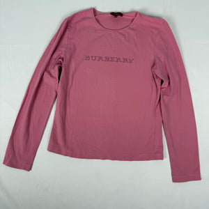 Pink cotton strass logo long sleeves top (L)