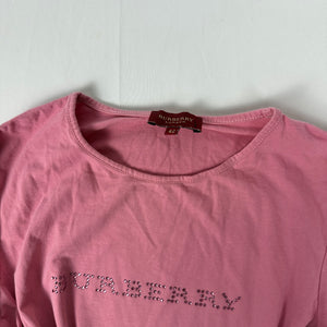 Pink cotton strass logo long sleeves top (L)