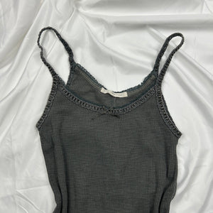 Khaki ribbed stretchy cami top (M)