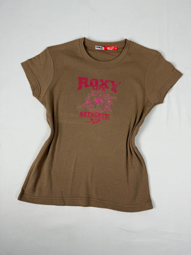 Khaki 100% cotton graphic tight fit tee (M)