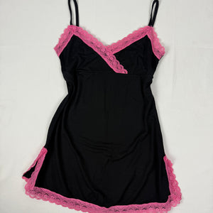 Black & pink super soft lace babydoll mini dress (S/M)