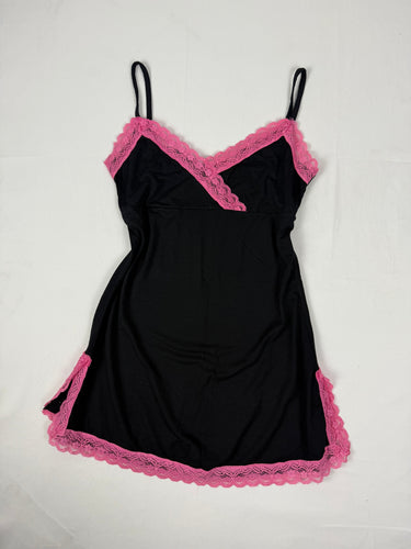 Black & pink super soft lace babydoll mini dress (S/M)