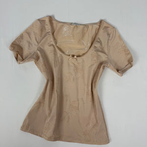 Beige floral lycra tight fit tee (S/M)