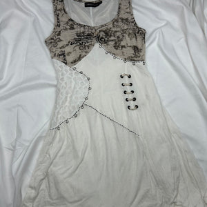 White pleated summer mini dress (S/M)