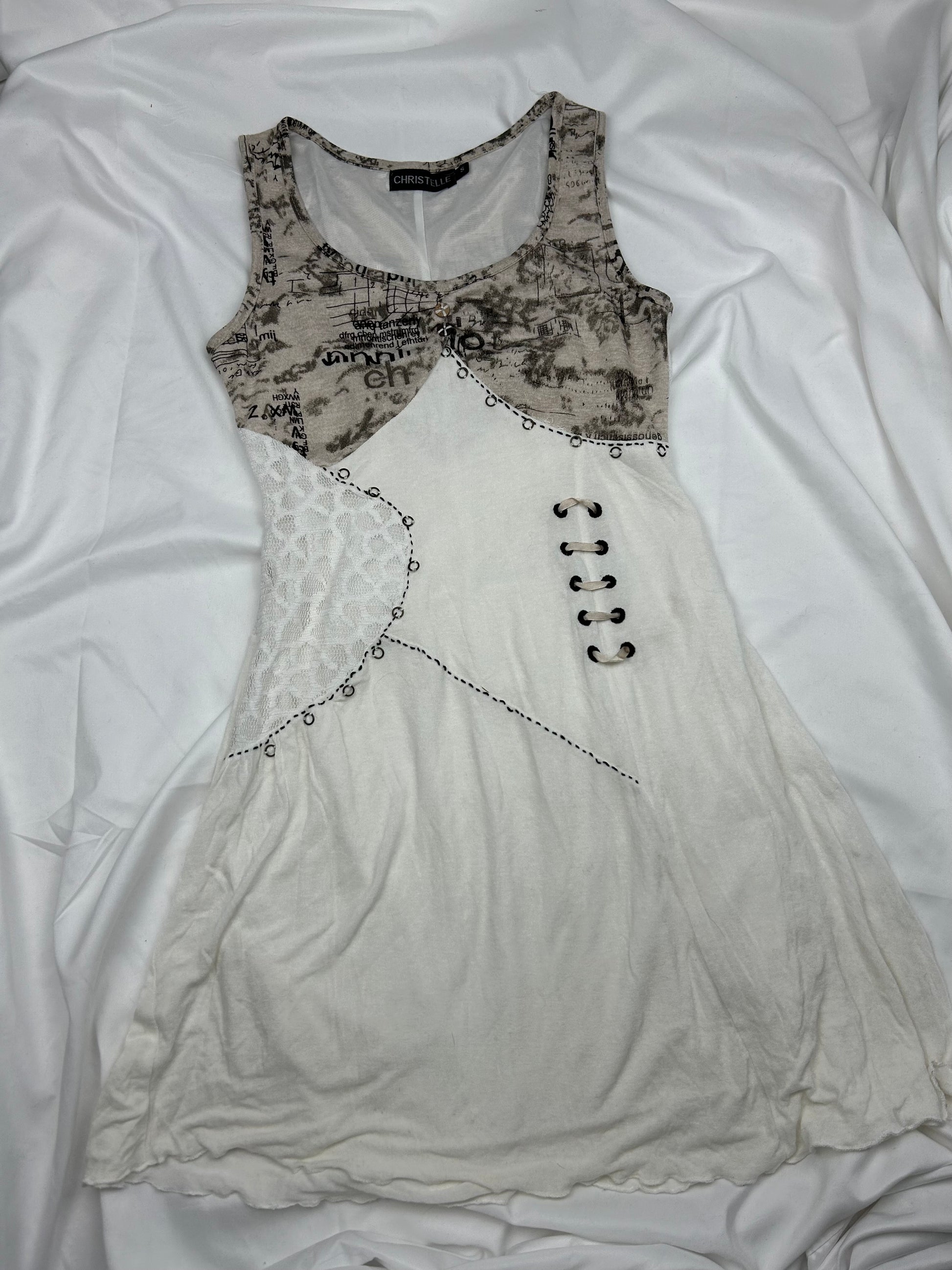 White pleated summer mini dress (S/M)