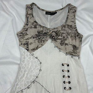 White pleated summer mini dress (S/M)