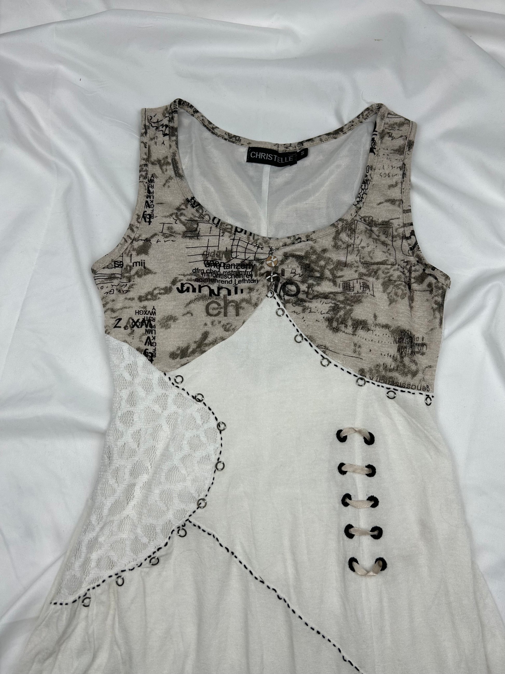 White pleated summer mini dress (S/M)
