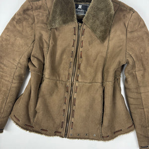 Brown inside fleece suede zip up coat (XL)