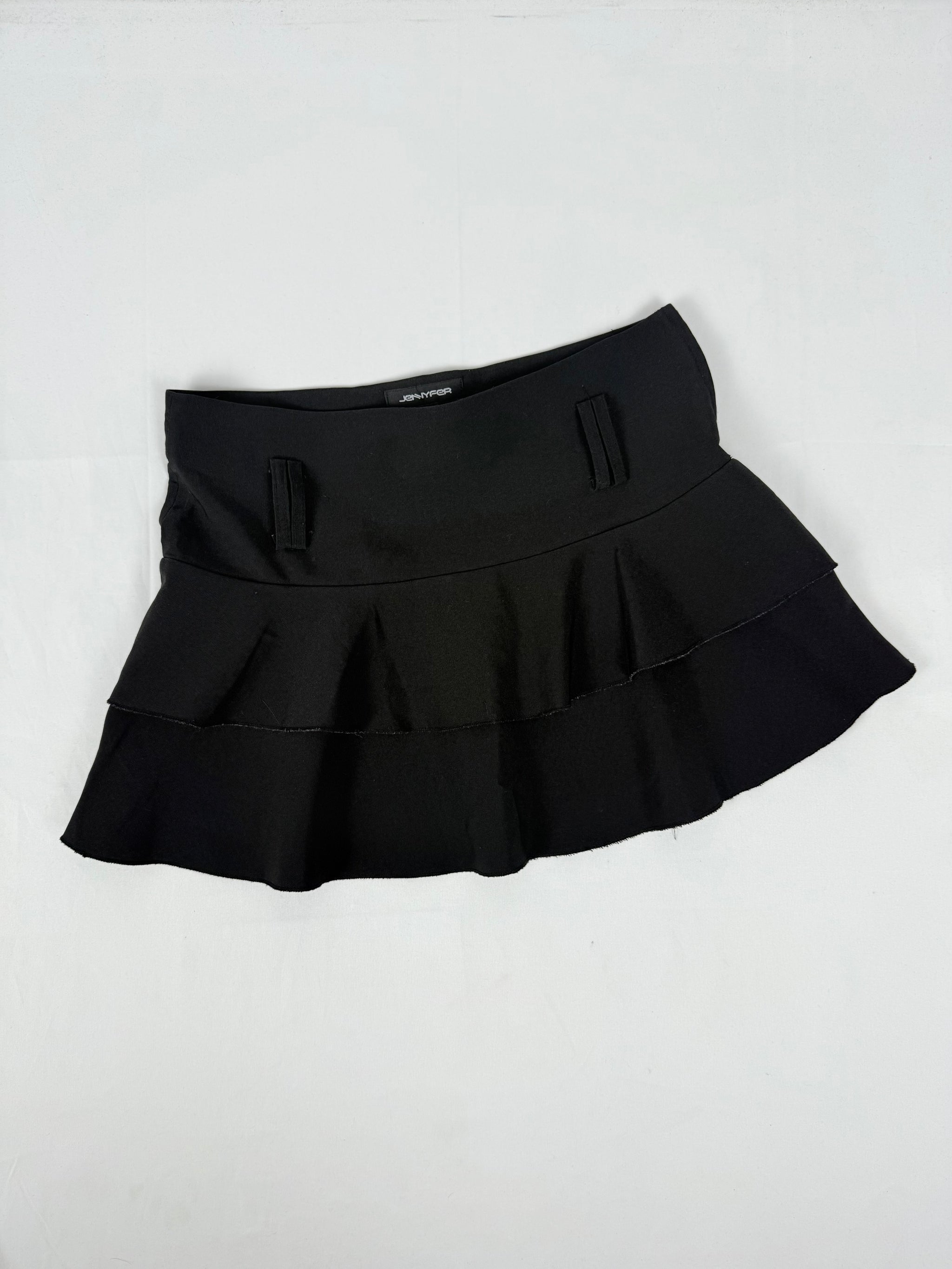 Black pleated low rise mini skirt (S/M)