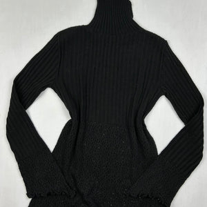 Black asymmetric crochet turtleneck  jumper (M)