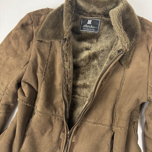 Brown inside fleece suede zip up coat (XL)