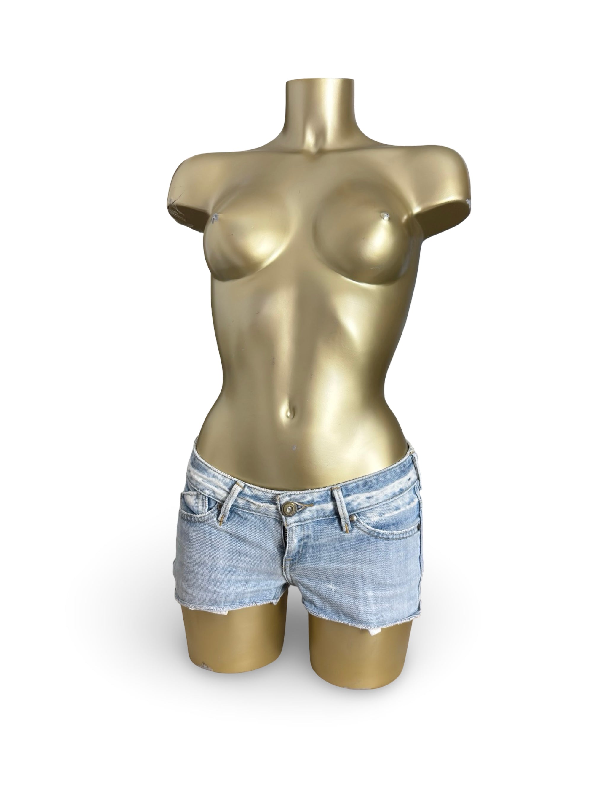 Blue denim low rise mini short (XS)