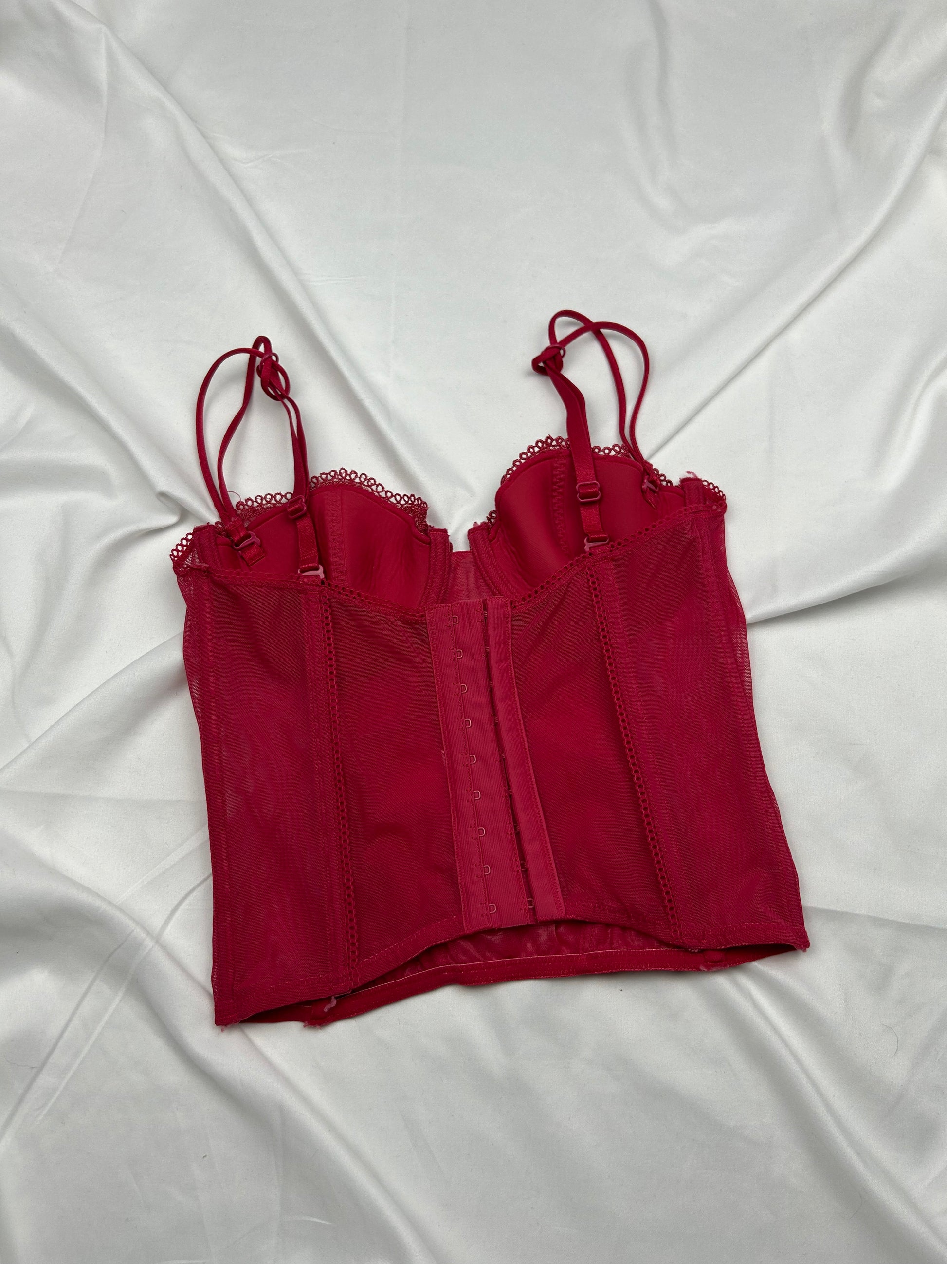 Red mesh corset top (S)