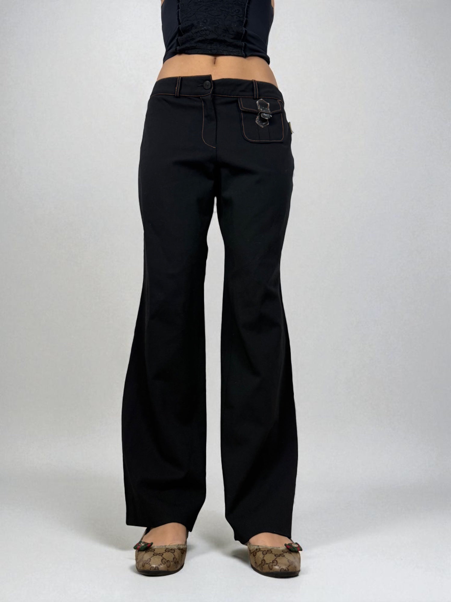 Black low rise baggy office pants (M/L)