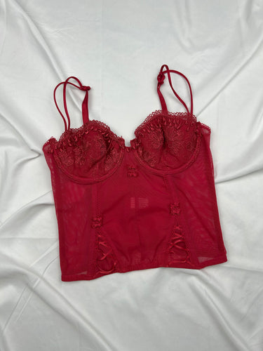 Red mesh corset top (S)