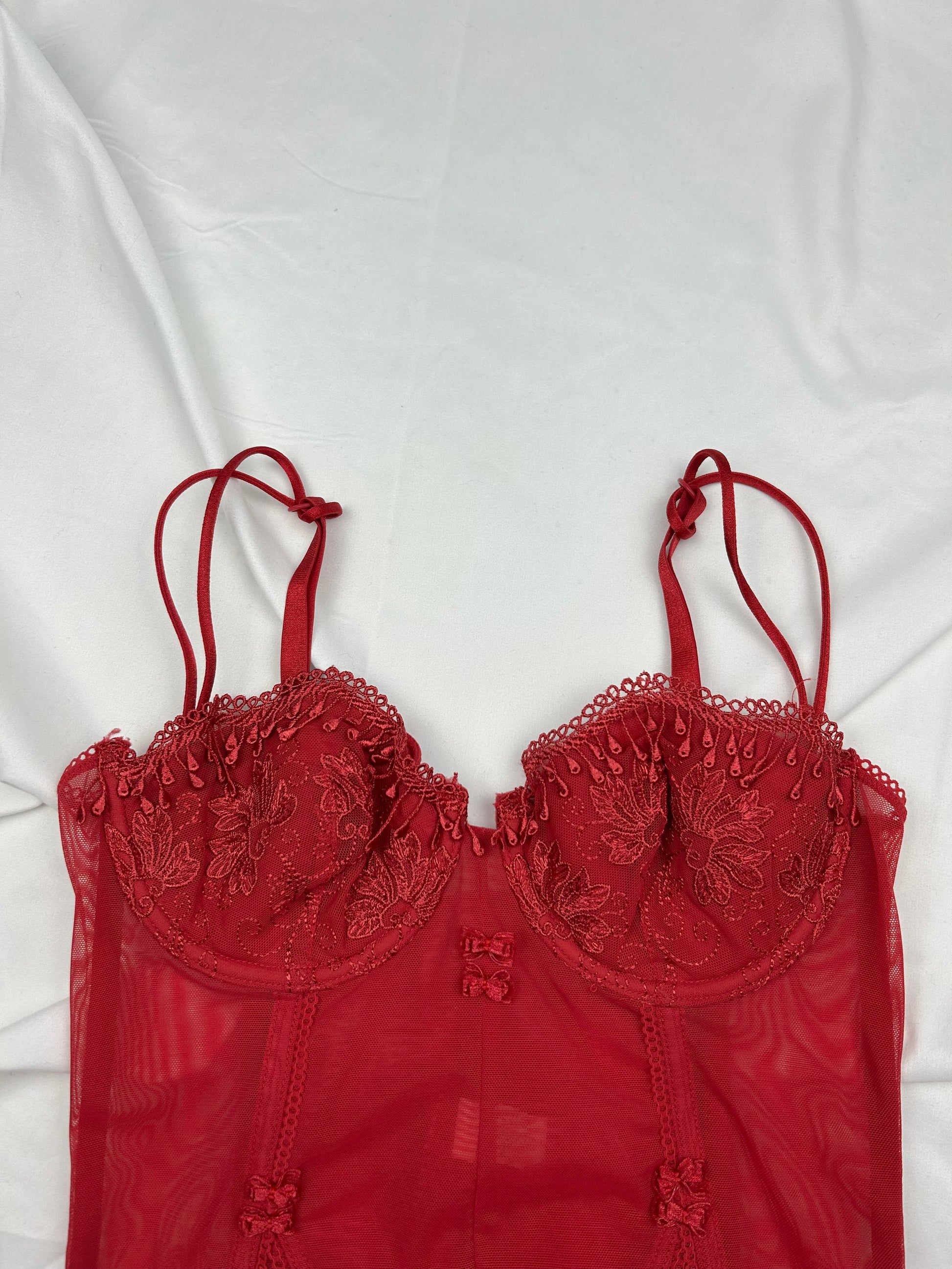 Red mesh corset top (S)