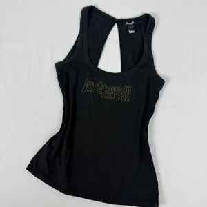 Black rhinestones logo backless top (S/M)