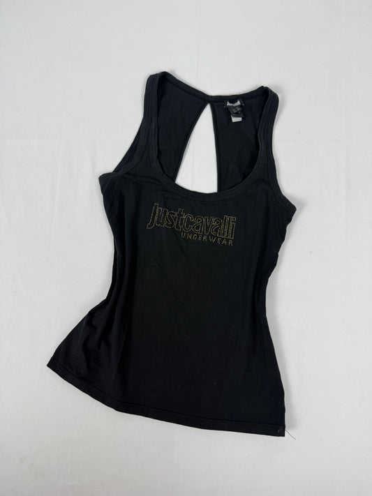 Black rhinestones logo backless top (S/M)