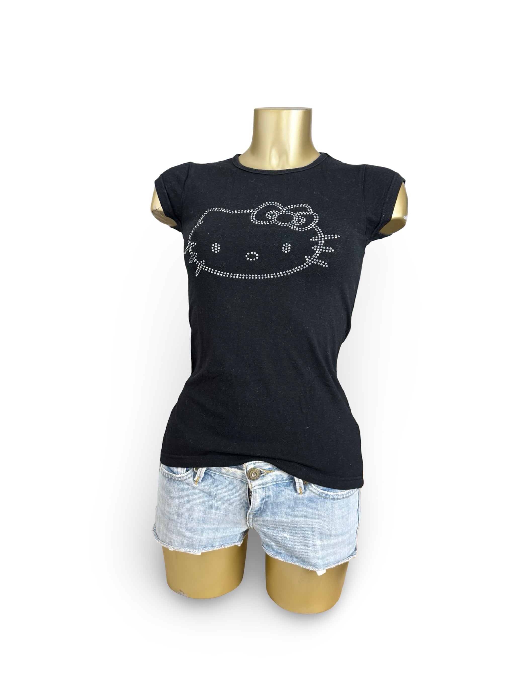 Black logo cotton tee (S)