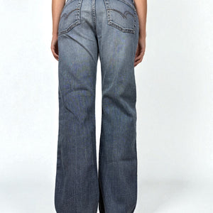 Blue denim low waist baggy pants (M)