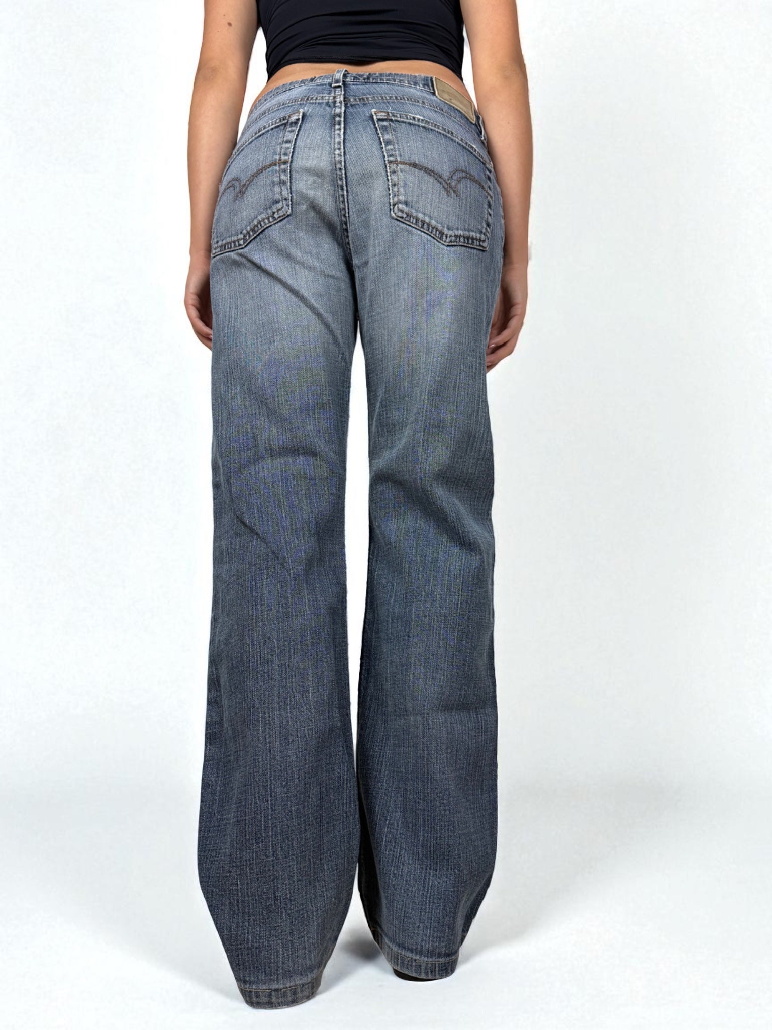 Blue denim low waist baggy pants (M)