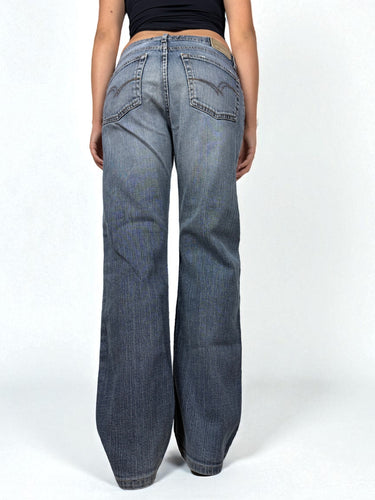 Blue denim low waist baggy pants (M)