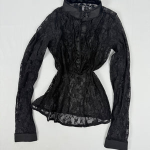 Black mesh long sleeves shirt (S)