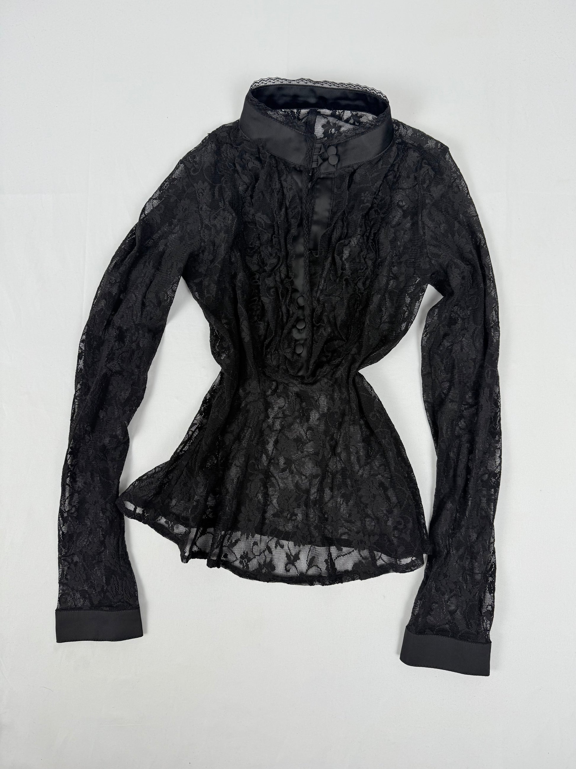 Black mesh long sleeves shirt (S)