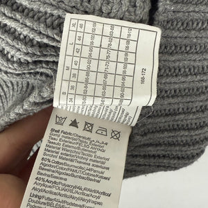 Grey faux fur neck knitted sleeveless cardigan jumper (S)