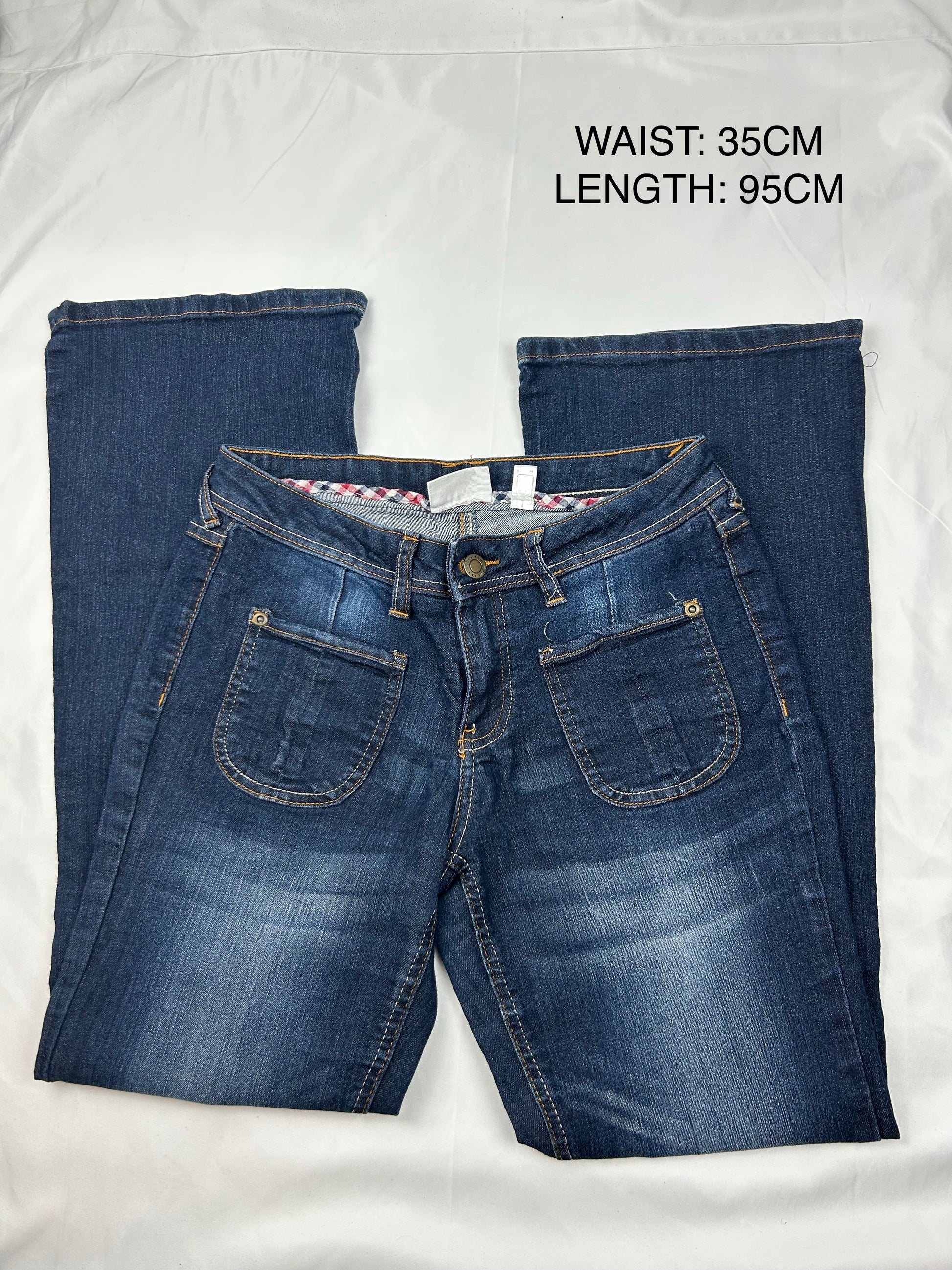 Navy denim bootcut pants (S)