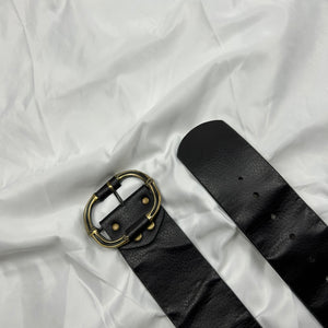 Brown real leather buckle belt