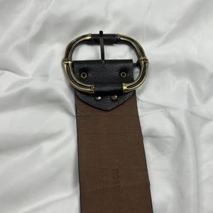 Brown real leather buckle belt