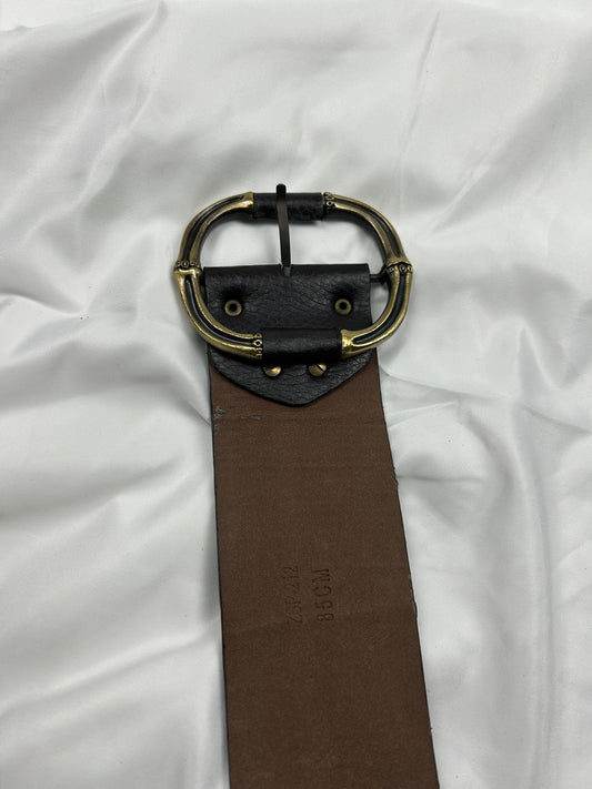 Brown real leather buckle belt