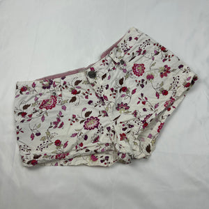 White floral denim low rise mini short (XS)