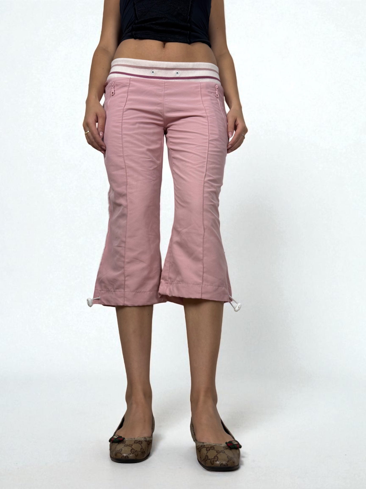 Baby pink  low rise joggers capri pants (S)