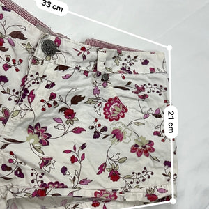 White floral denim low rise mini short (XS)