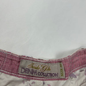 White floral denim low rise mini short (XS)