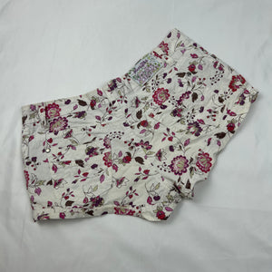 White floral denim low rise mini short (XS)