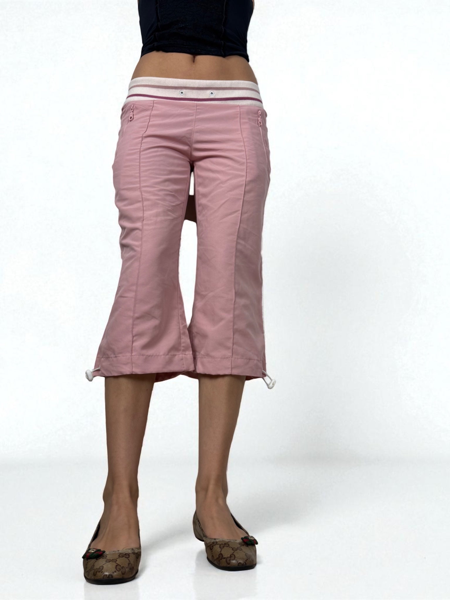 Baby pink  low rise joggers capri pants (S)