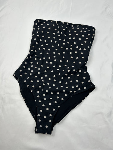 Black polka dots bustier bikini swimsuit (S)