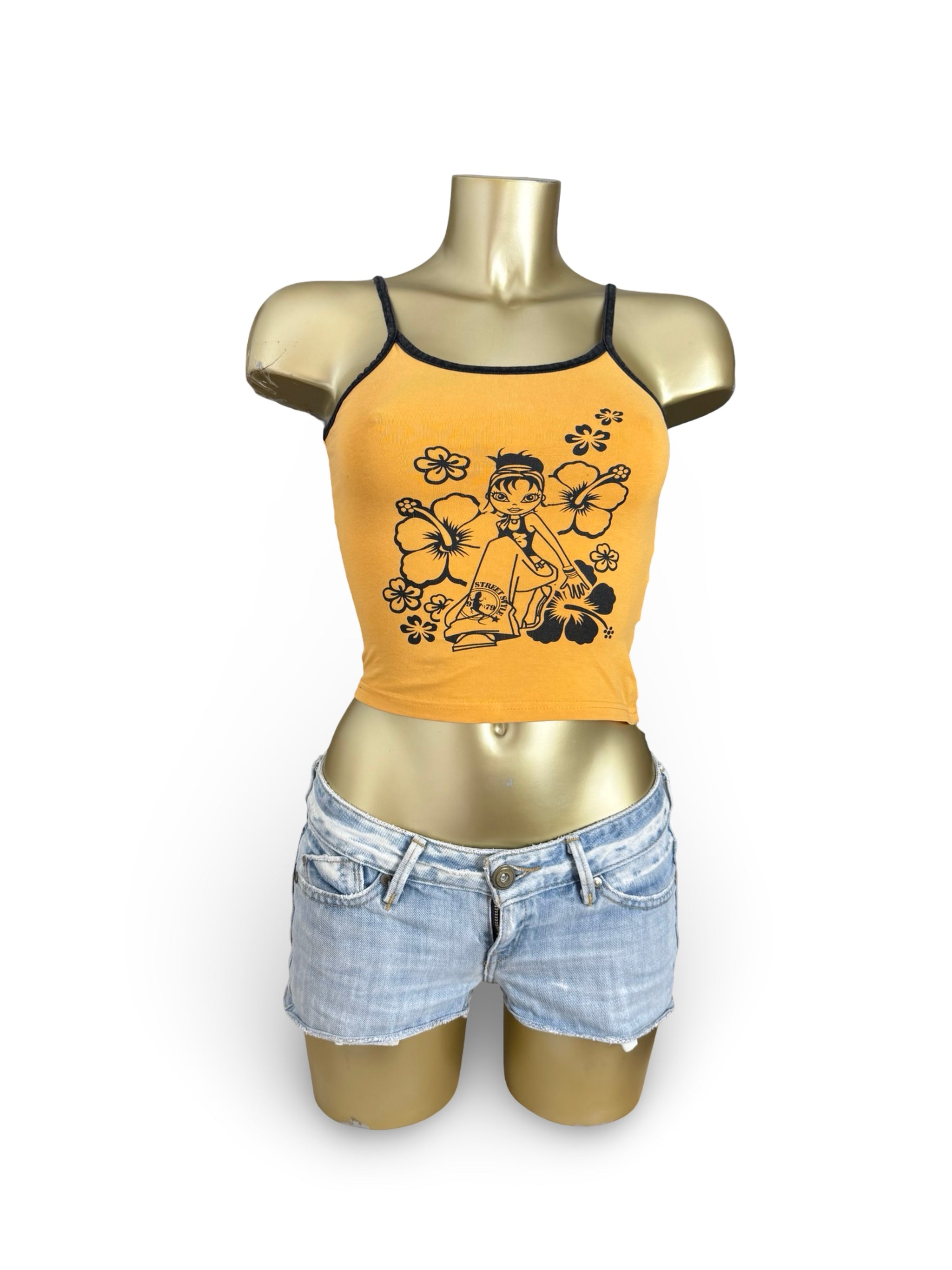 Orange graphic tight fit top (XS)