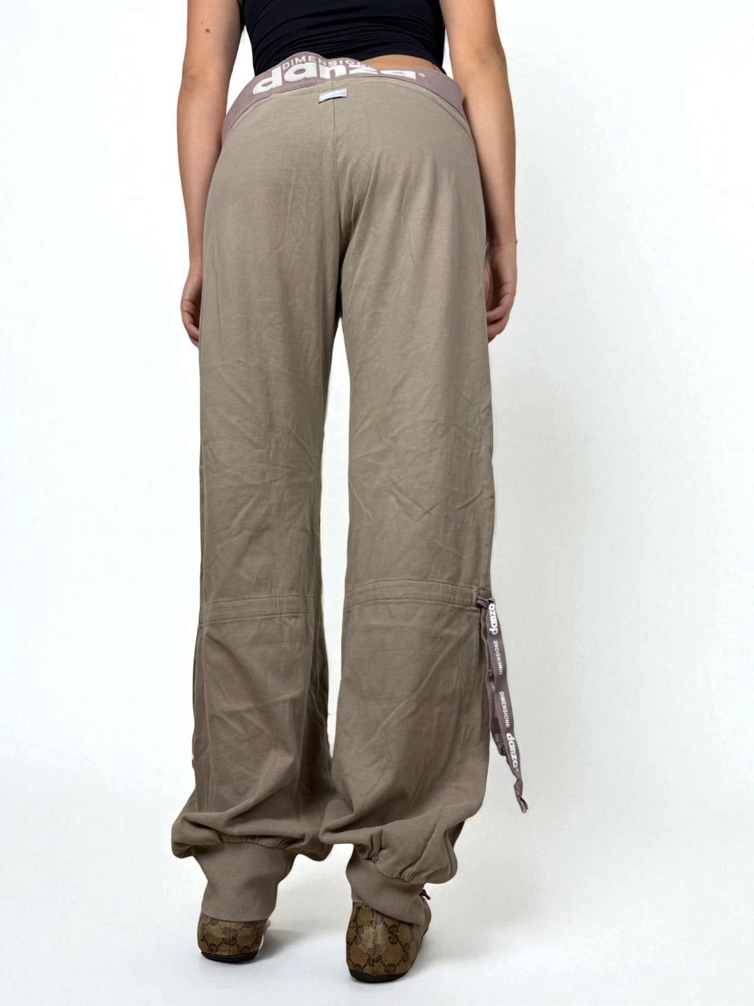 Khaki low rise baggy joggers cargo pants (XL)