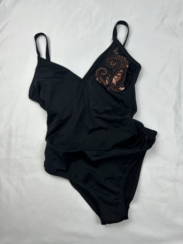 Black sequins ruched bikini swimsuit (M)