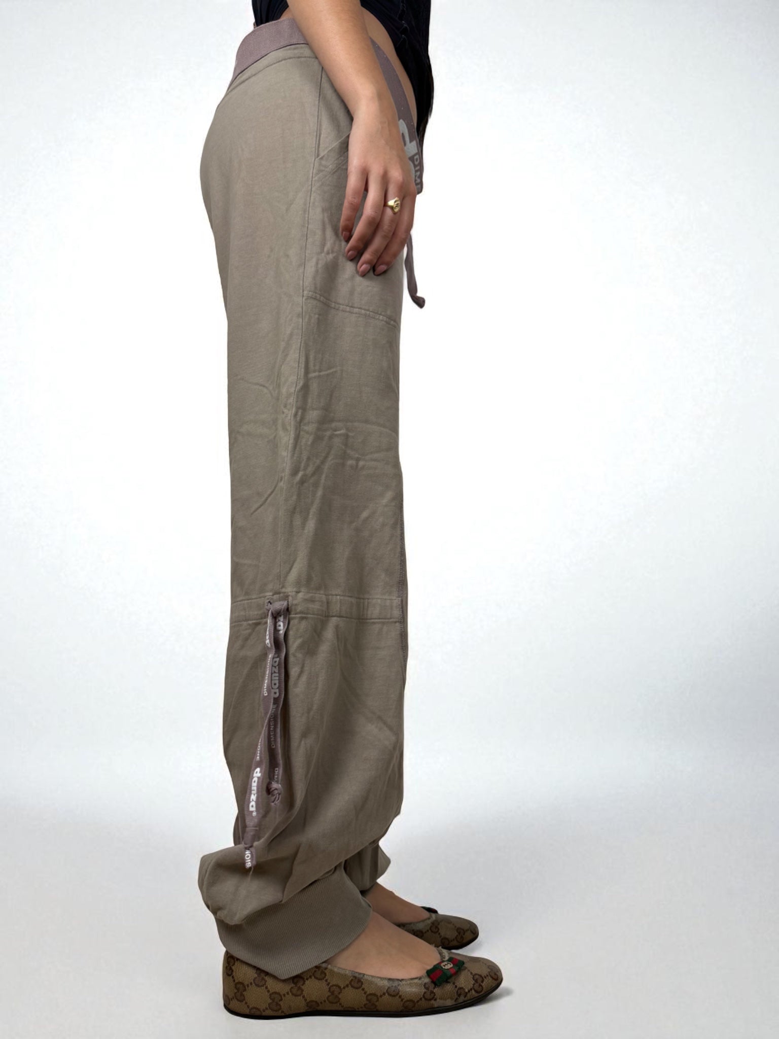 Khaki low rise baggy joggers cargo pants (XL)