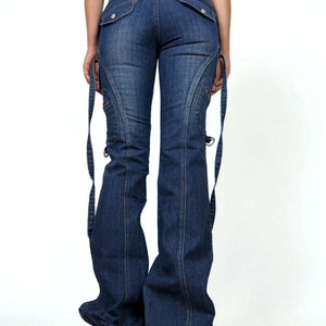 Navy blue  low rise baggy denim pants (XS)