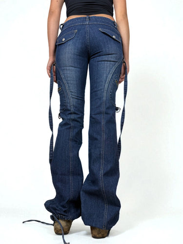 Navy blue  low rise baggy denim pants (XS)