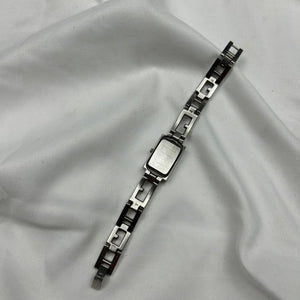 Vintage silver leather  inox bracelet jewelry watch