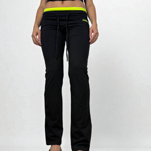 Black & neon green low waist joggers pants (S)